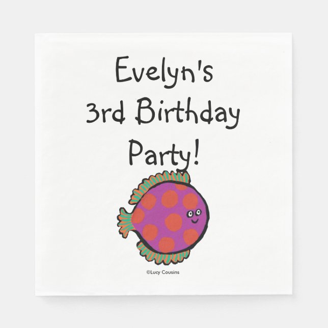 Pink and Orange Polka-Dot Fish Napkins (Front)