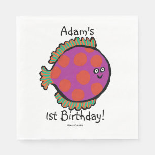 Pink and Orange Polka-Dot Fish Napkins