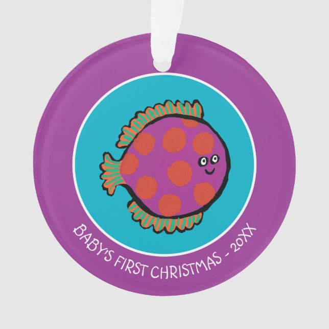 Pink and Orange Polka-Dot Fish Ornament (Front)