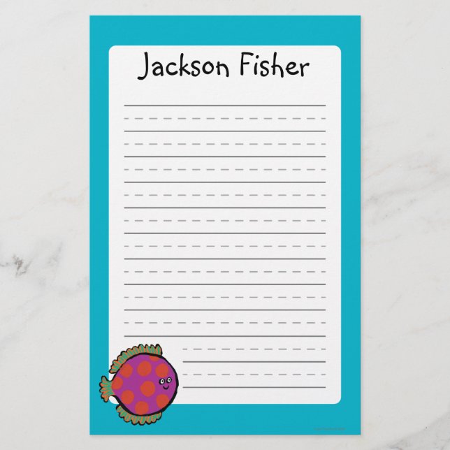 Pink and Orange Polka-Dot Fish Stationery (Front)