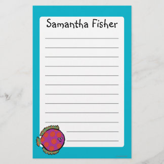 Pink and Orange Polka-Dot Fish Stationery