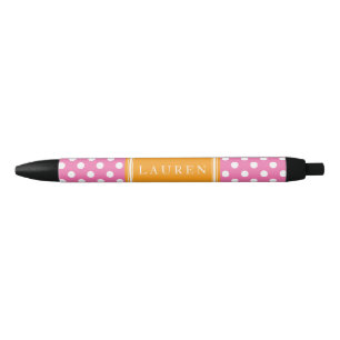 Pink and Orange Polka Dots Pattern Pen