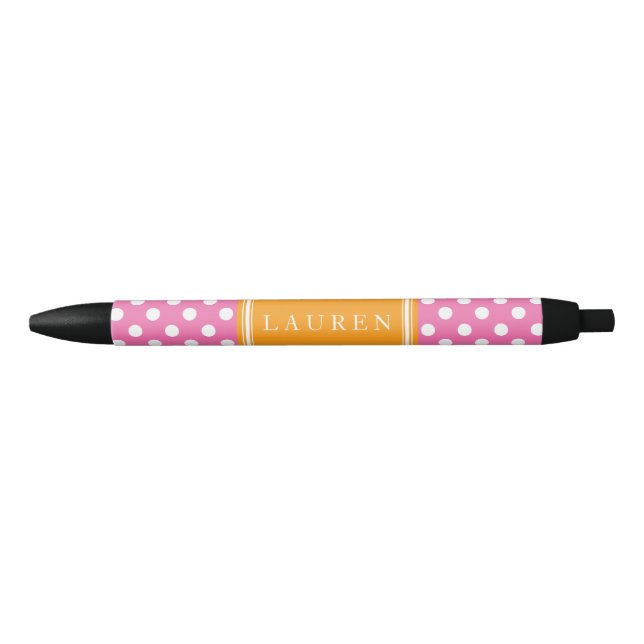 Pink and Orange Polka Dots Pattern Pen (Front)