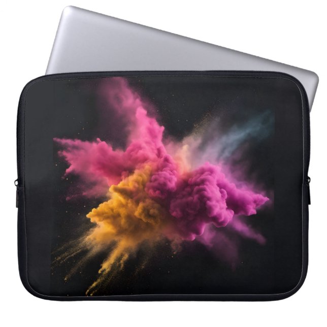 Pink and Orange Powder Blast Laptop Sleeve (Front)