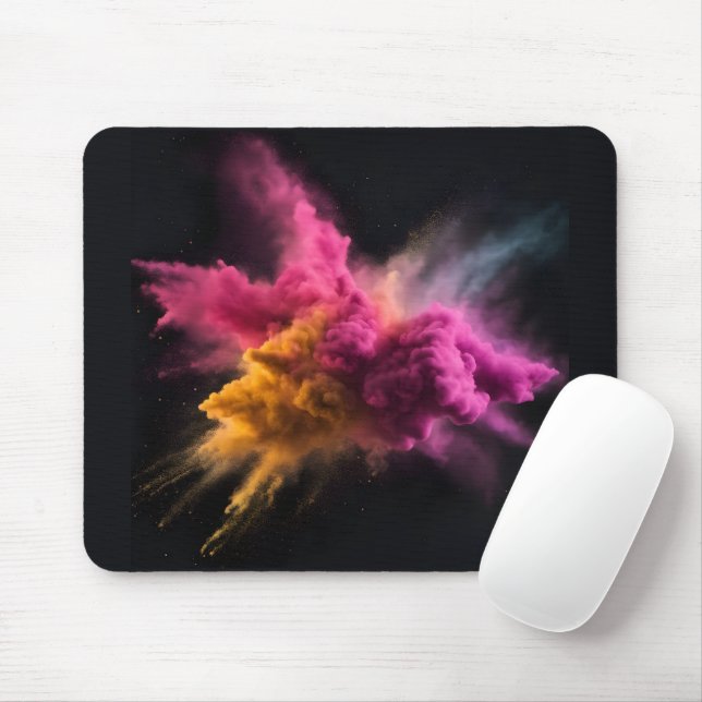 Pink and Orange Powder Blast Mouse Pad (With Mouse)