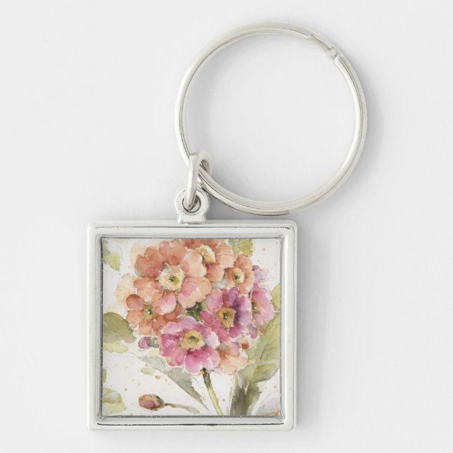 Pink and Orange Primrose Keychain (Front)