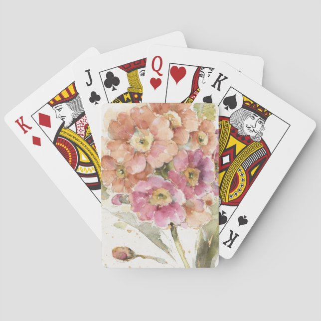 Pink and Orange Primrose Poker Cards (Back)