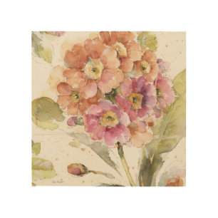 Pink and Orange Primrose Wood Wall Decor
