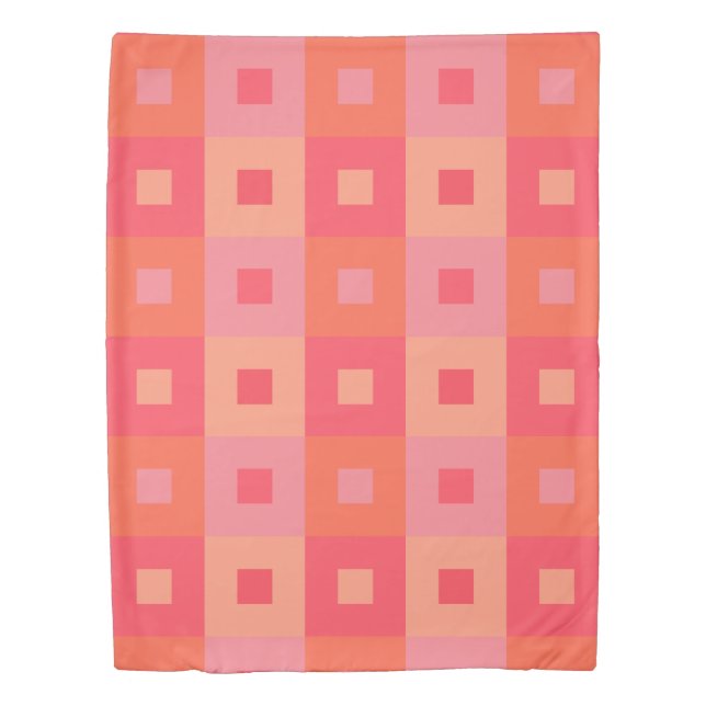 Pink and Orange Rectangles Duvet Cover (Front)
