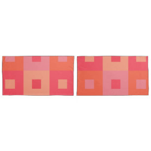 Pink and Orange Rectangles Pillow Case