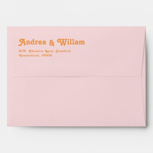 Pink and Orange Retro 70s Funky Wedding Envelope