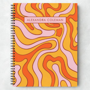 Pink and Orange Retro Aesthetic 70s Swirl Notebook