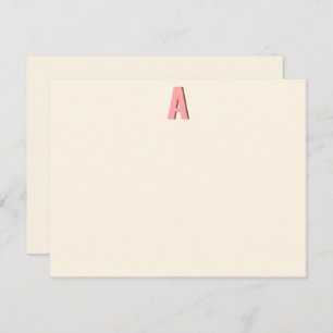 Pink and Orange Retro Monogram Initial Landscape Note Card
