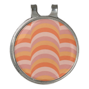Pink and orange retro style curves pattern golf hat clip