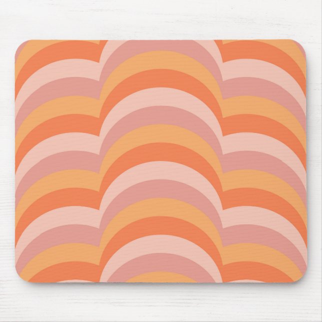 Pink and orange retro style curves pattern mouse pad (Front)