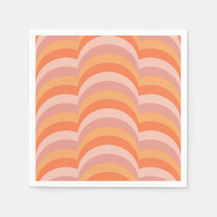 Pink and orange retro style curves pattern napkins