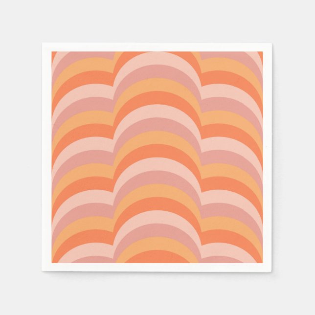 Pink and orange retro style curves pattern napkins (Front)