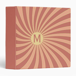 Pink and orange retro style sunburst design 3 ring binder