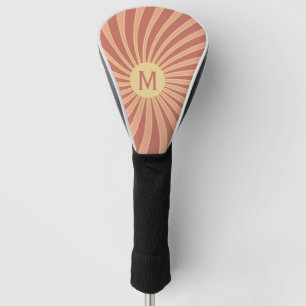 Pink and orange retro style sunburst design golf head cover