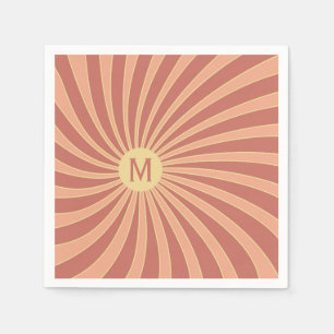 Pink and orange retro style sunburst design napkins