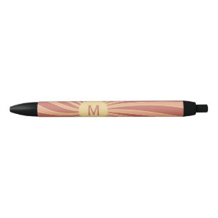 Pink and orange retro style sunburst design pen