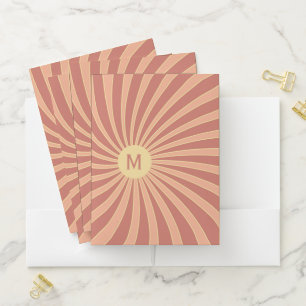 Pink and orange retro style sunburst design pocket folder
