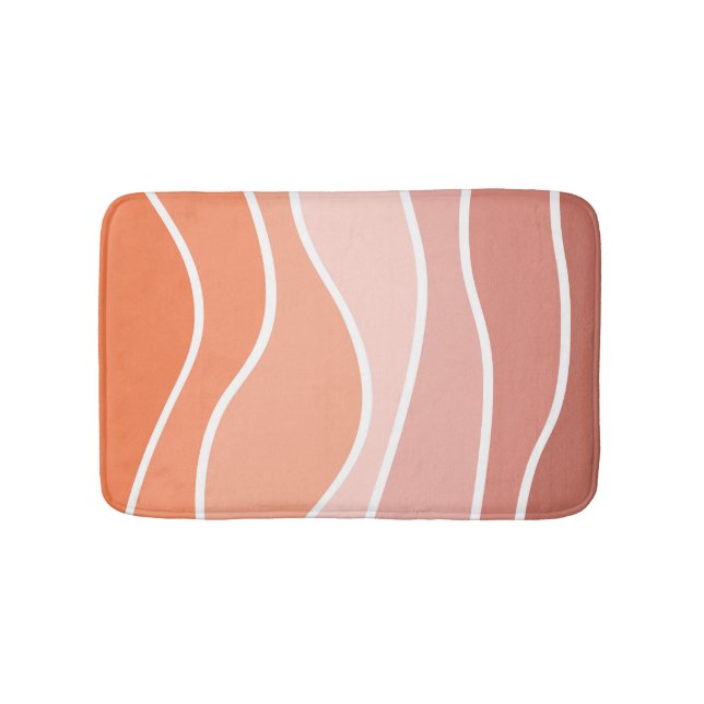 Pink and orange retro style waves bath mat (Front)