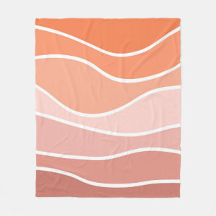 Pink and orange retro style waves fleece blanket