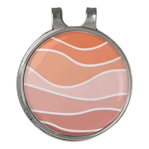 Pink and orange retro style waves golf hat clip