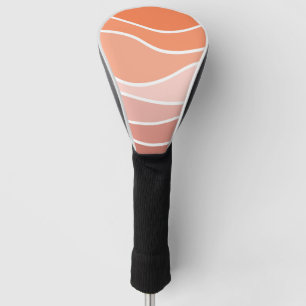 Pink and orange retro style waves golf head cover