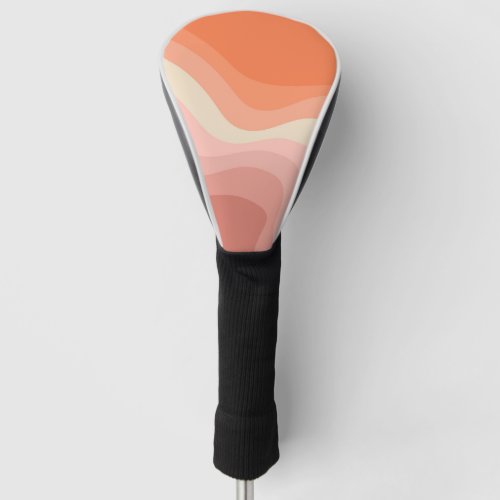 Pink and orange retro style waves golf head cover