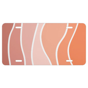 Pink and orange retro style waves license plate