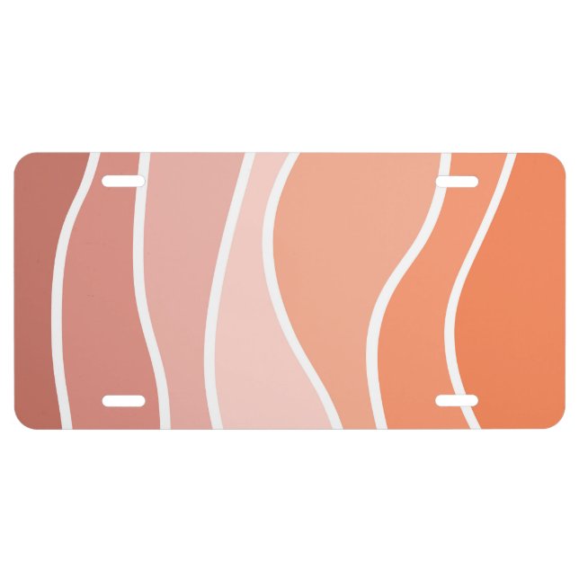 Pink and orange retro style waves license plate (Front)