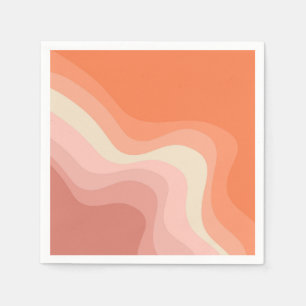 Pink and orange retro style waves napkins