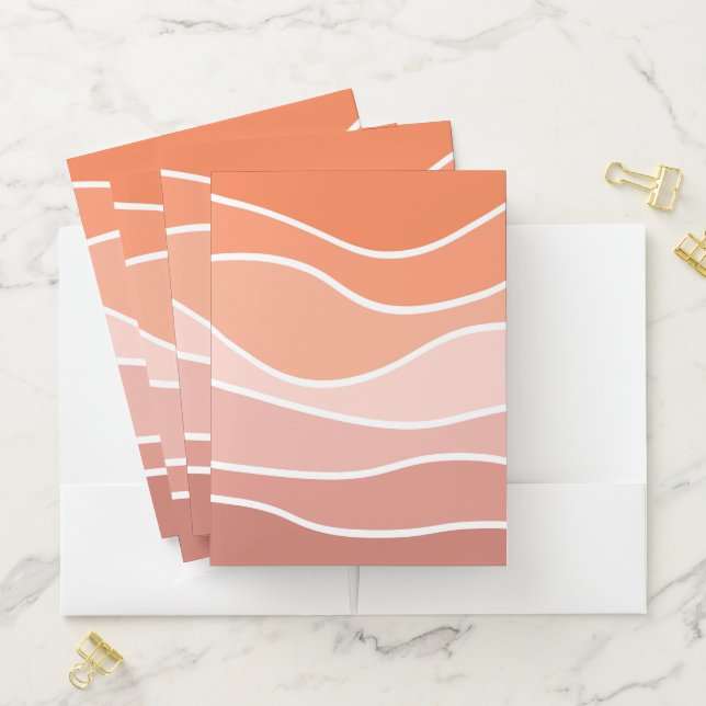 Pink and orange retro style waves pocket folder (In Situ)