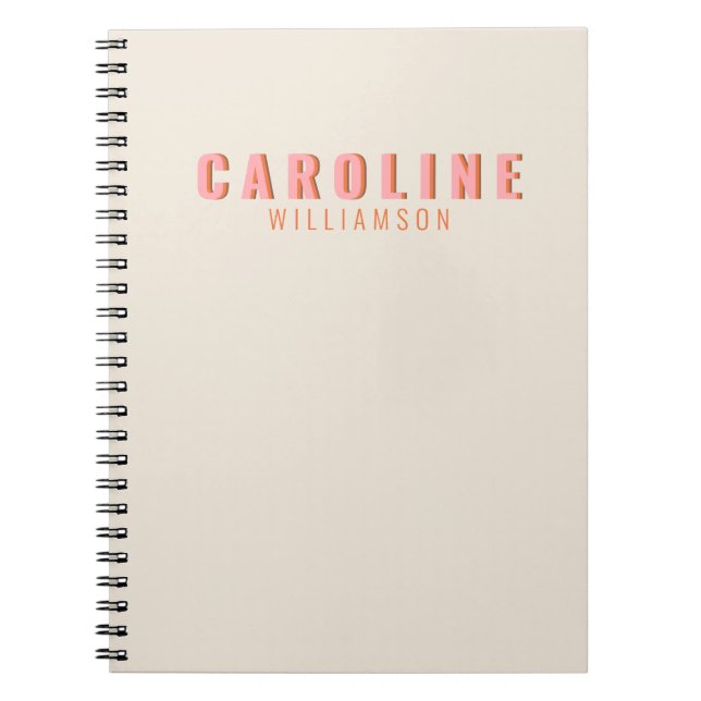 Pink and Orange Retro Typography Creative Custom Notebook (Front)