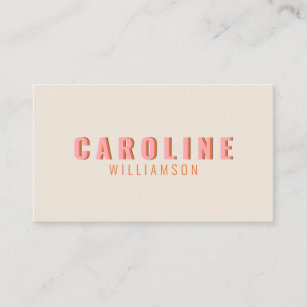 Pink and Orange Retro Typography Creative Modern Business Card