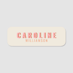 Pink and Orange Retro Typography Creative Modern Name Tag