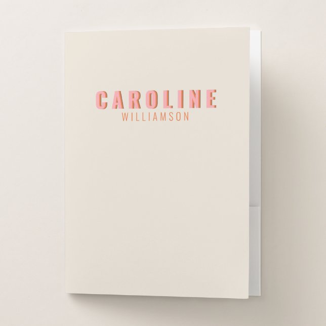 Pink and Orange Retro Typography Creative Modern Pocket Folder (Front)