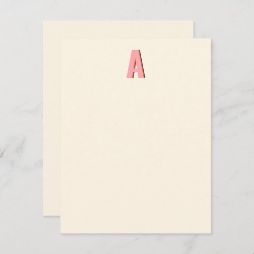 Pink and Orange Retro Typography Monogram Initial  Note Card
