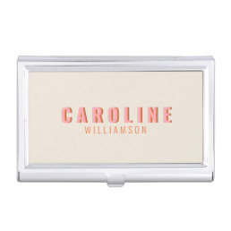 Pink and Orange Retro Typography Personalized Name Business Card Case