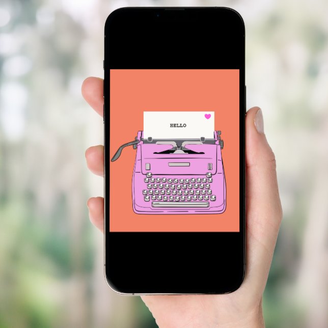 Pink and Orange Retro Vintage Typewriter Poster (Front Digital)