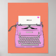 Pink And Orange Retro Vintage Typewriter Poster at Zazzle