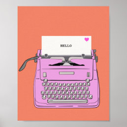 Pink and Orange Retro Vintage Typewriter Poster