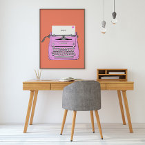 Pink and Orange Retro Vintage Typewriter Poster