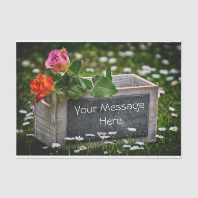 Pink and orange Rustic Country roses  Tissue Paper (Front)