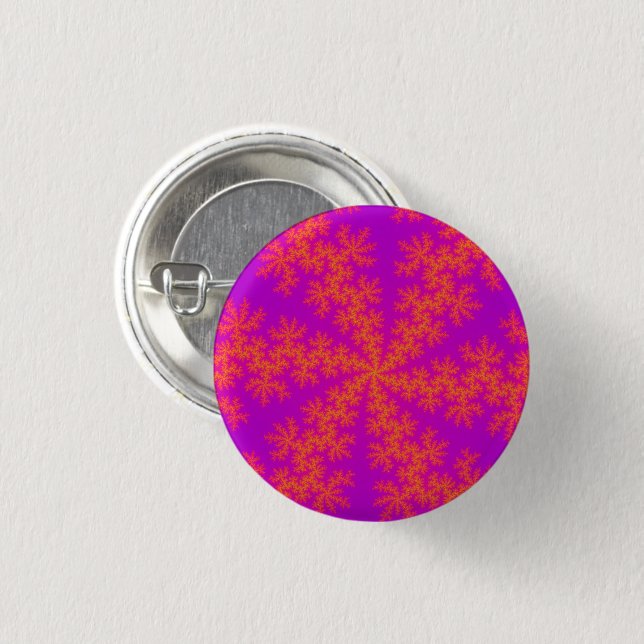 Pink and Orange Snowflake Pinback Button (Front & Back)