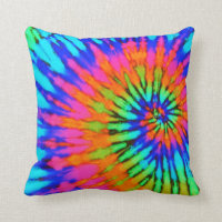 Pink and Orange Spiral Tie Dye Pillow
