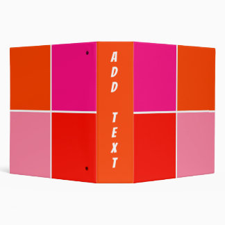 Pink and Orange Squares 3 Ring Binder