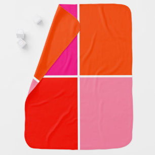 Pink and Orange Squares Baby Blanket